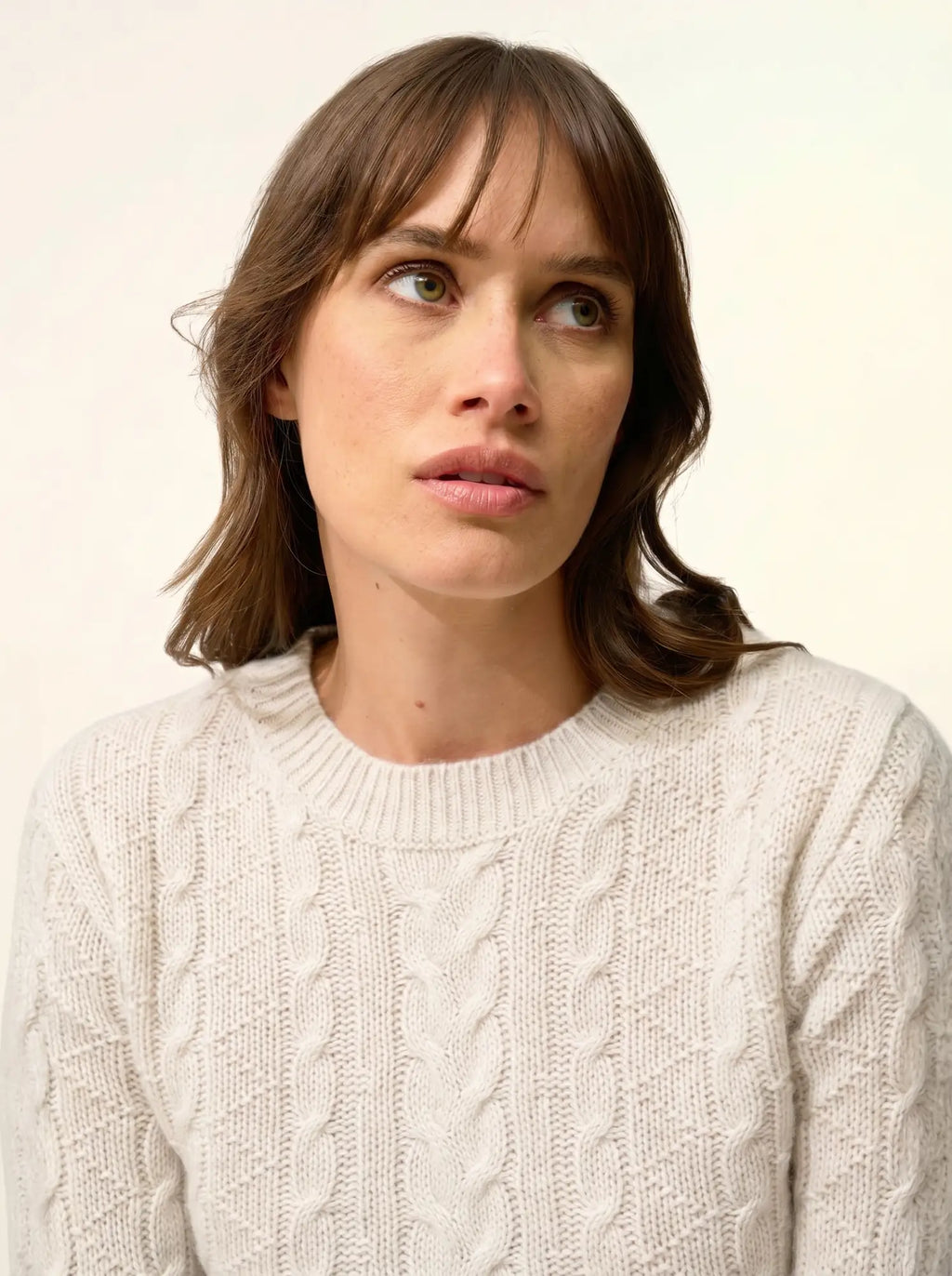 OLIVIA Sweater Crew Neck 8 Ply Heather Pearl Grey