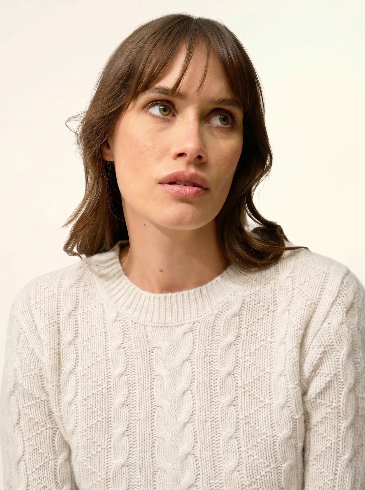 OLIVIA Sweater Crew Neck 8 Ply Heather Pearl Grey