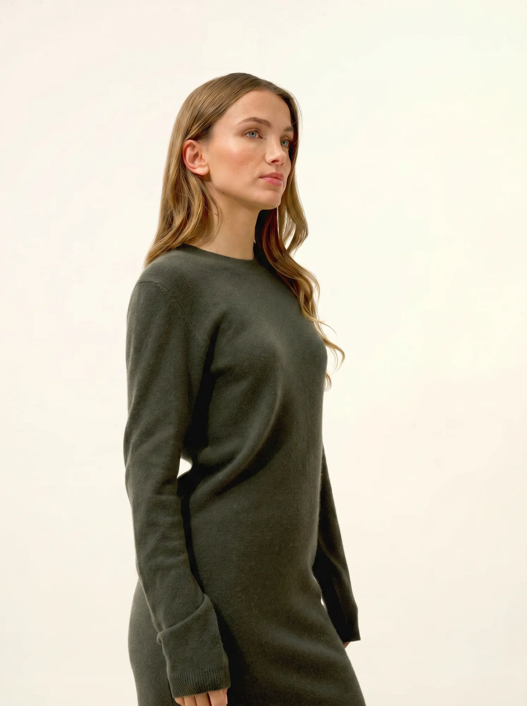 LINA Dress Crew Neck Khaki