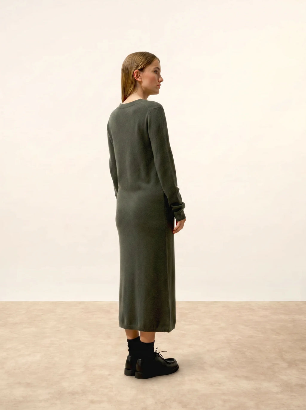 LINA Dress Crew Neck Khaki