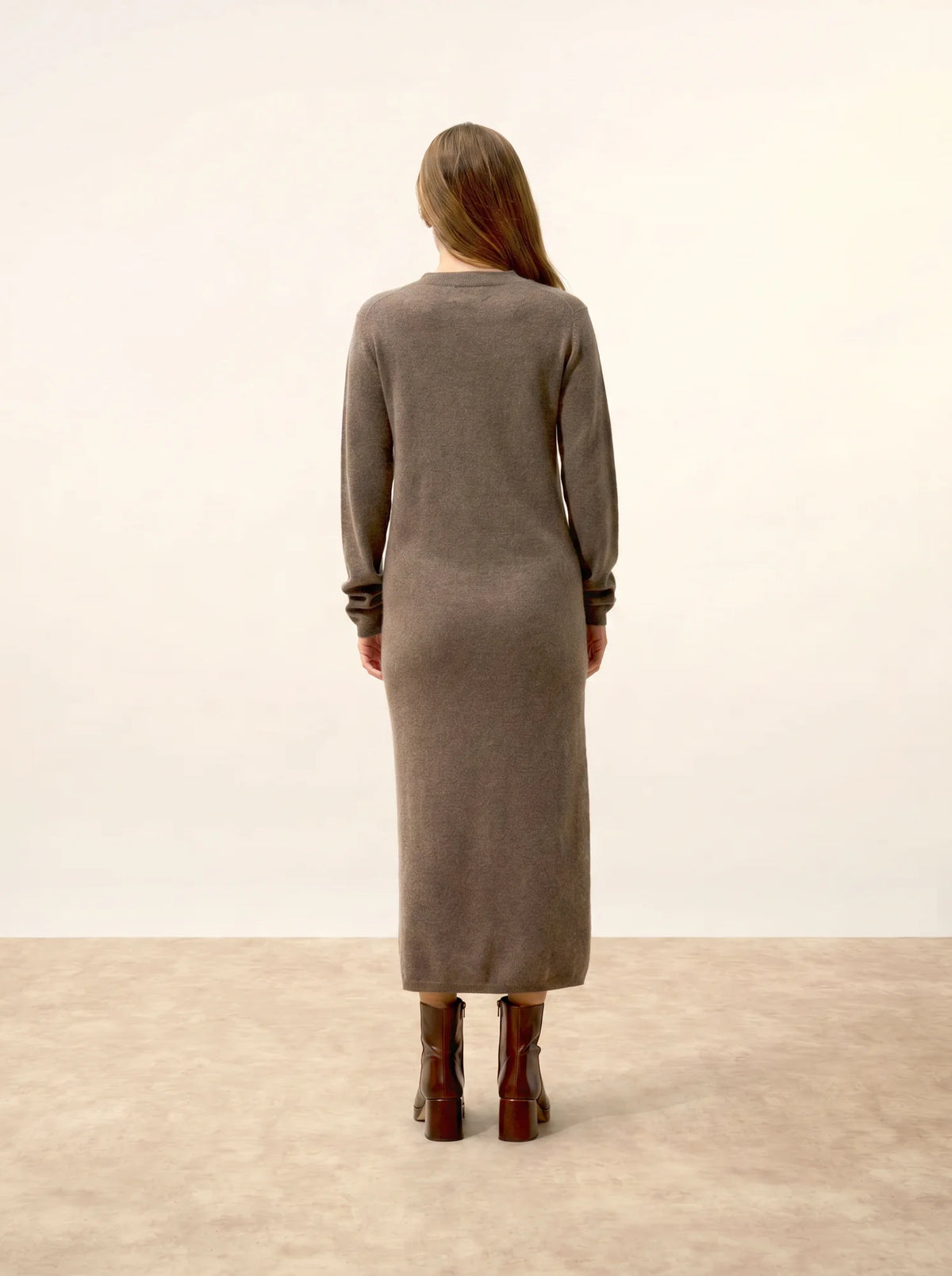 LINA Dress Crew Neck Heather Taupe