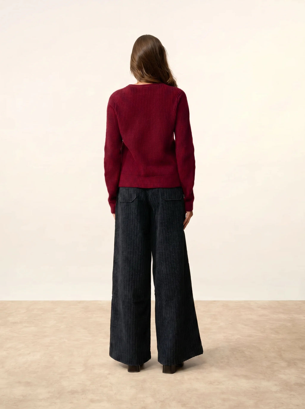 INAYA Pull Col Rond 4 Fils Cranberry Chiné