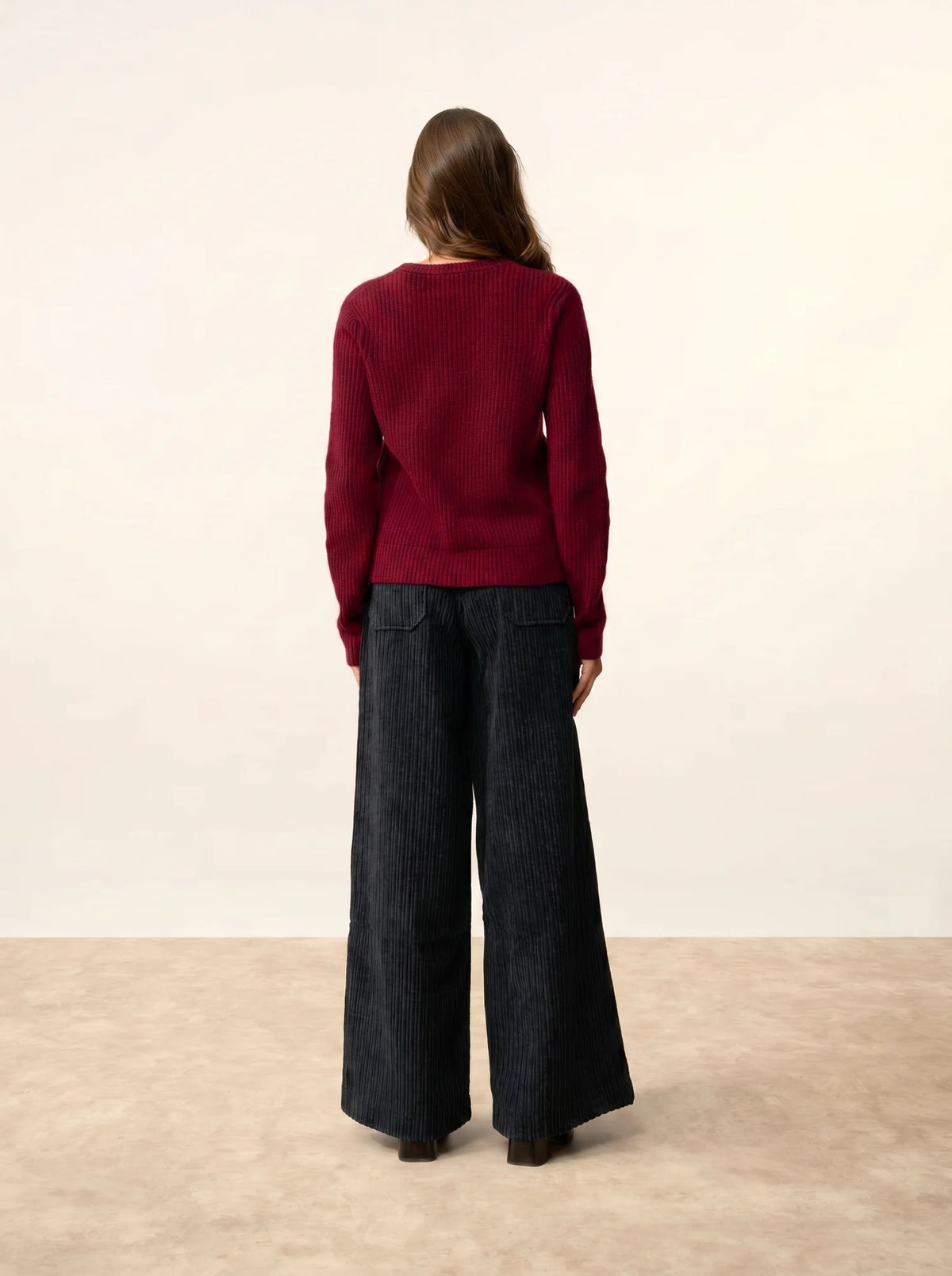 INAYA Pull Col Rond 4 Fils Cranberry Chiné