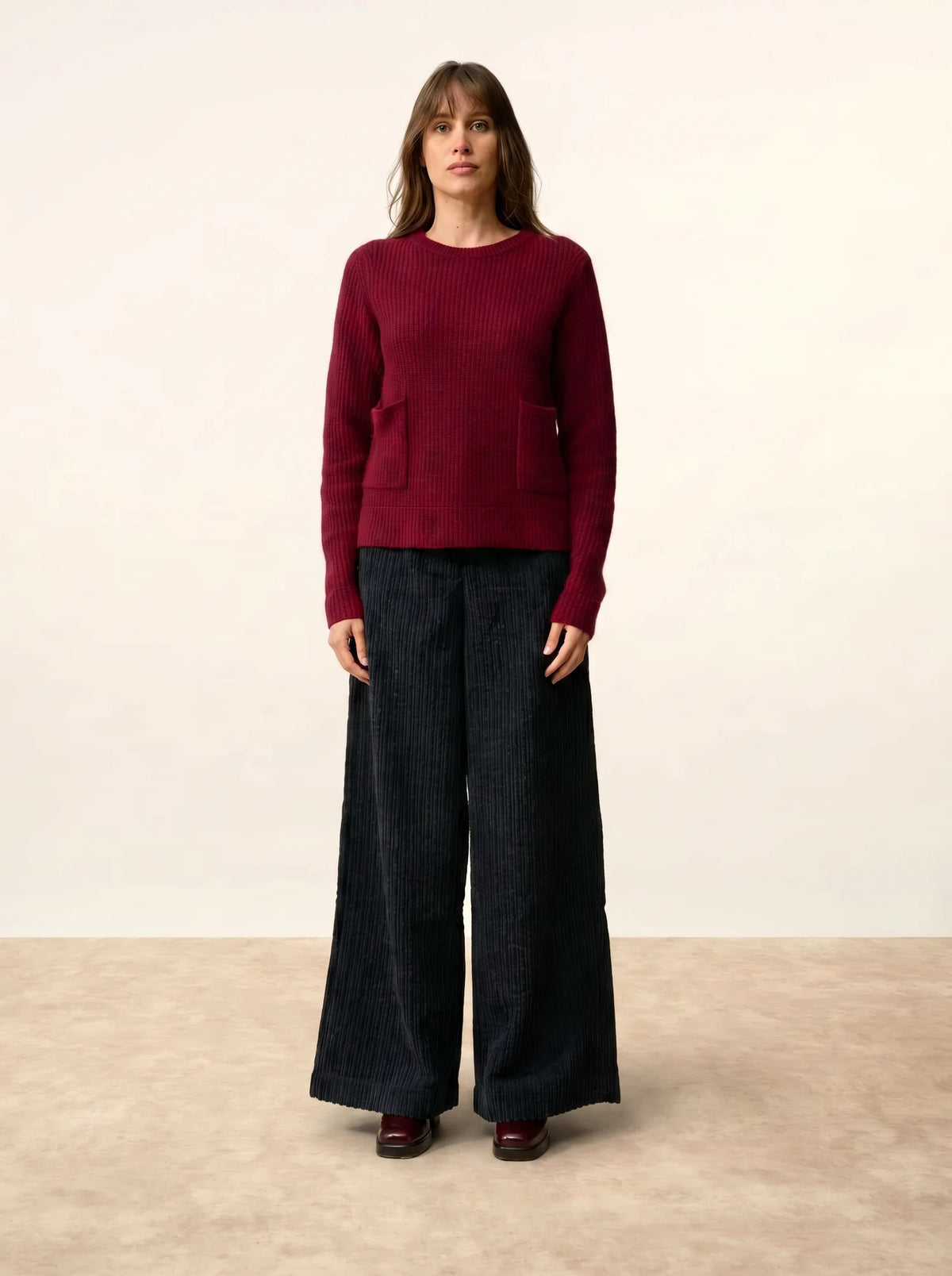 INAYA Pull Col Rond 4 Fils Cranberry Chiné
