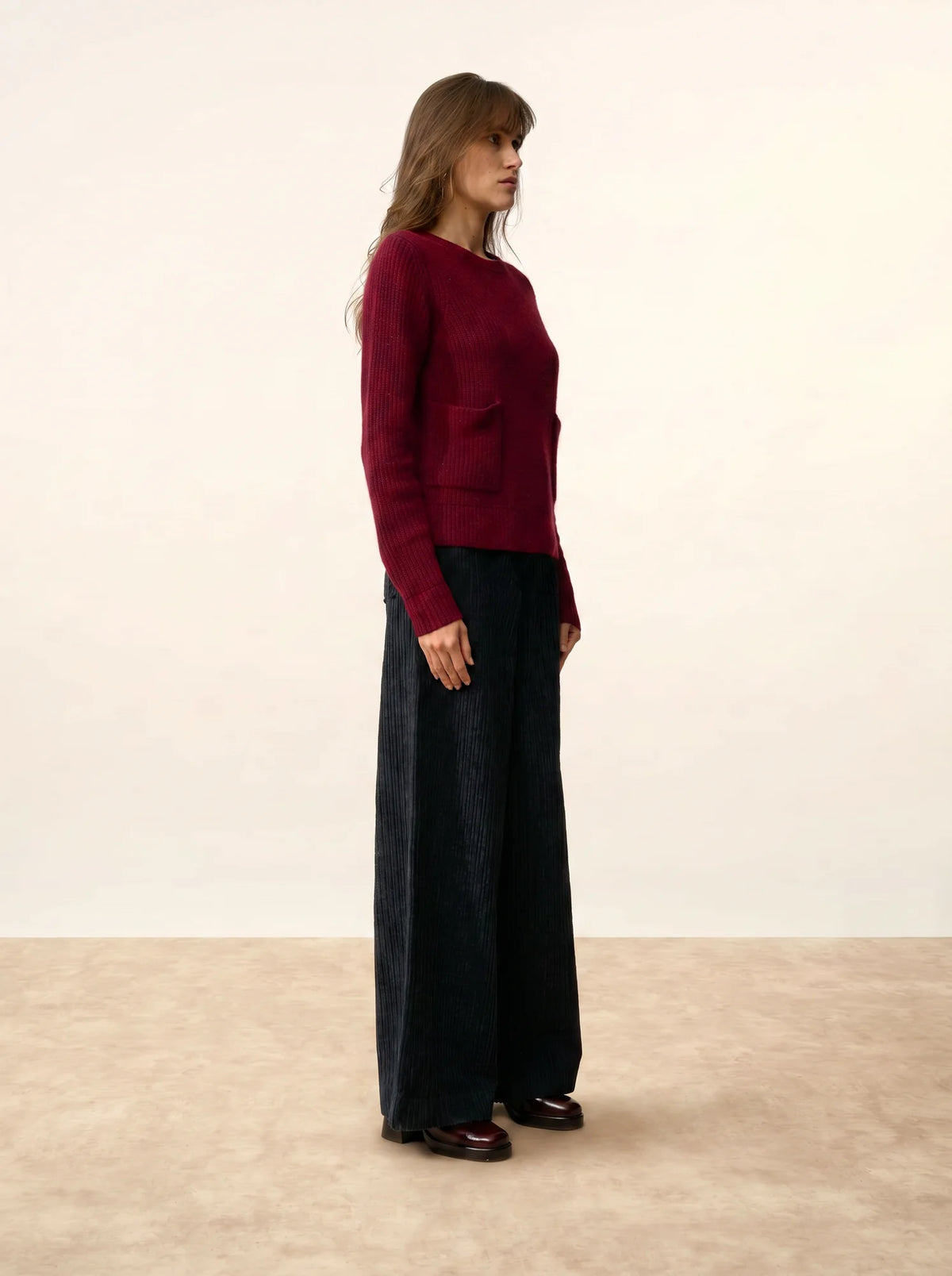 INAYA Pull Col Rond 4 Fils Cranberry Chiné