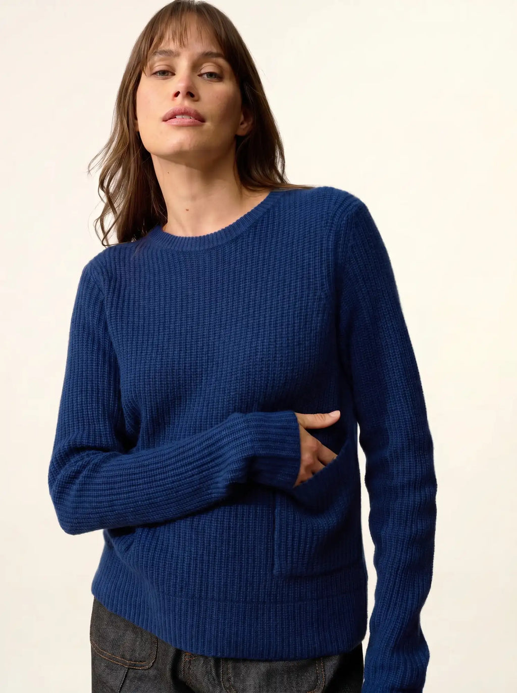 INAYA Pull Col Rond 4 Fils Minuit