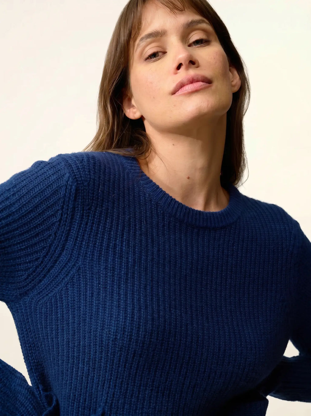 INAYA Pull Col Rond 4 Fils Minuit