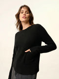 INAYA Pull Col Rond 4 Fils Noir