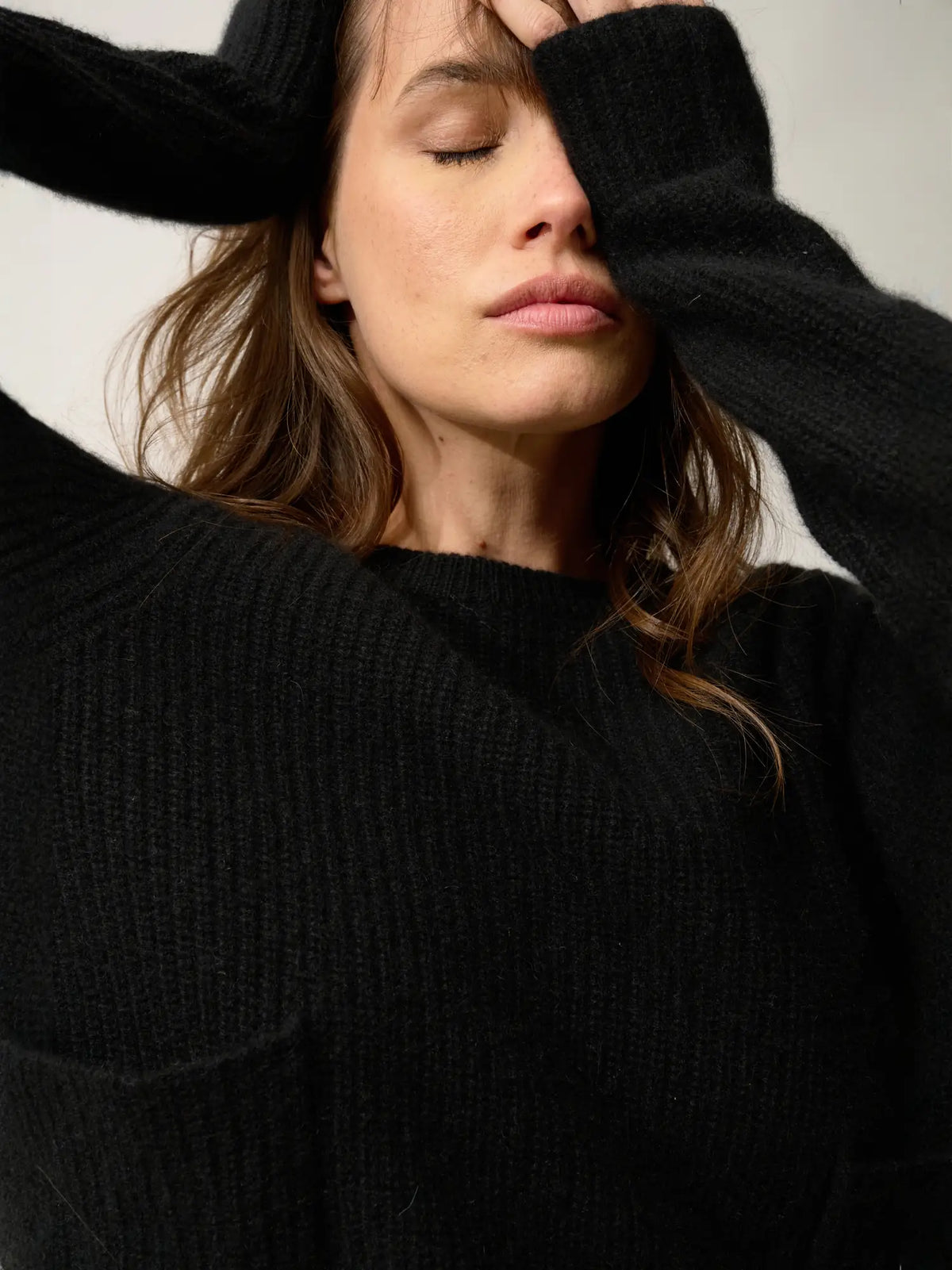 INAYA Pull Col Rond 4 Fils Noir