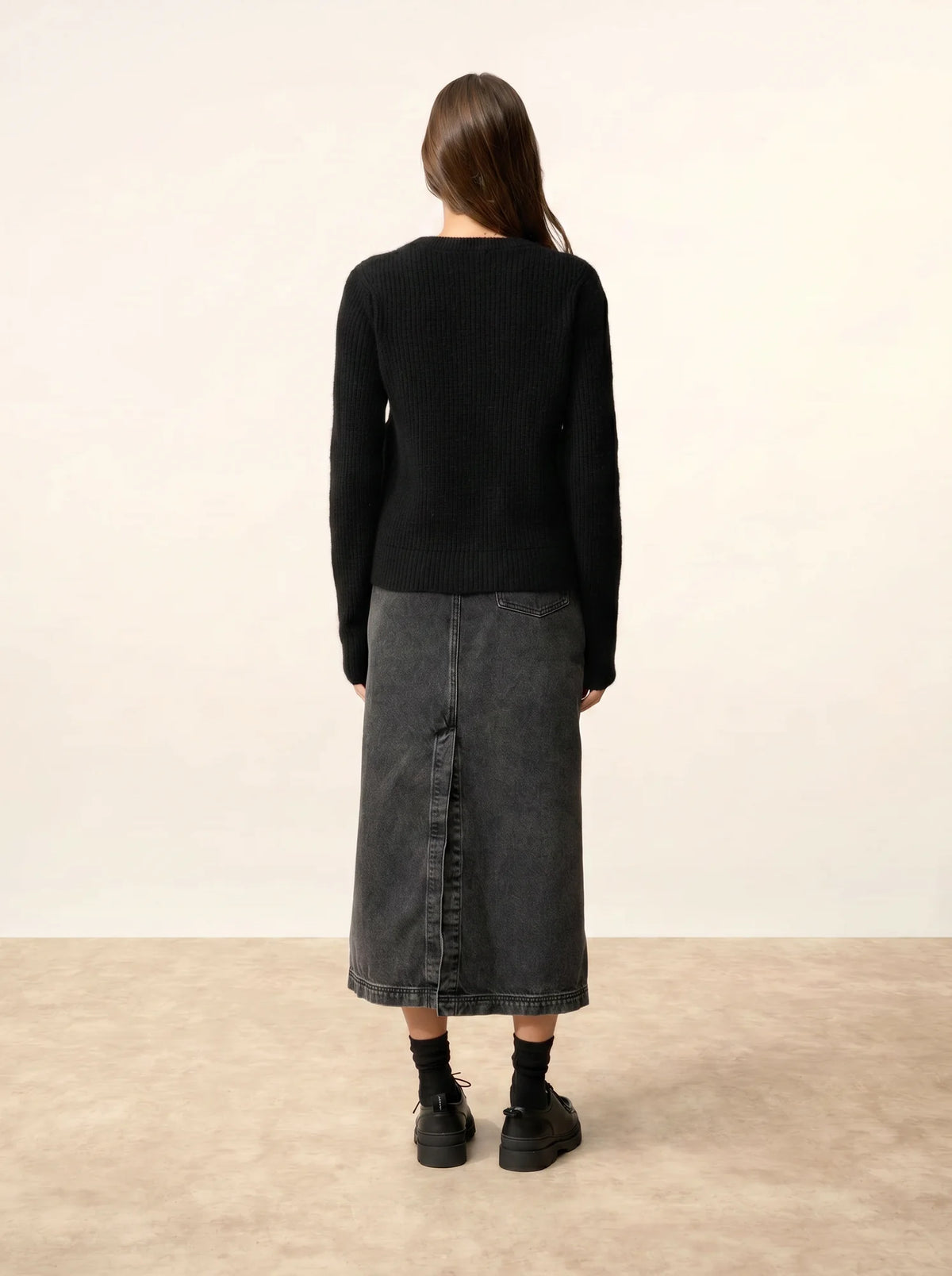 INAYA Pull Col Rond 4 Fils Noir