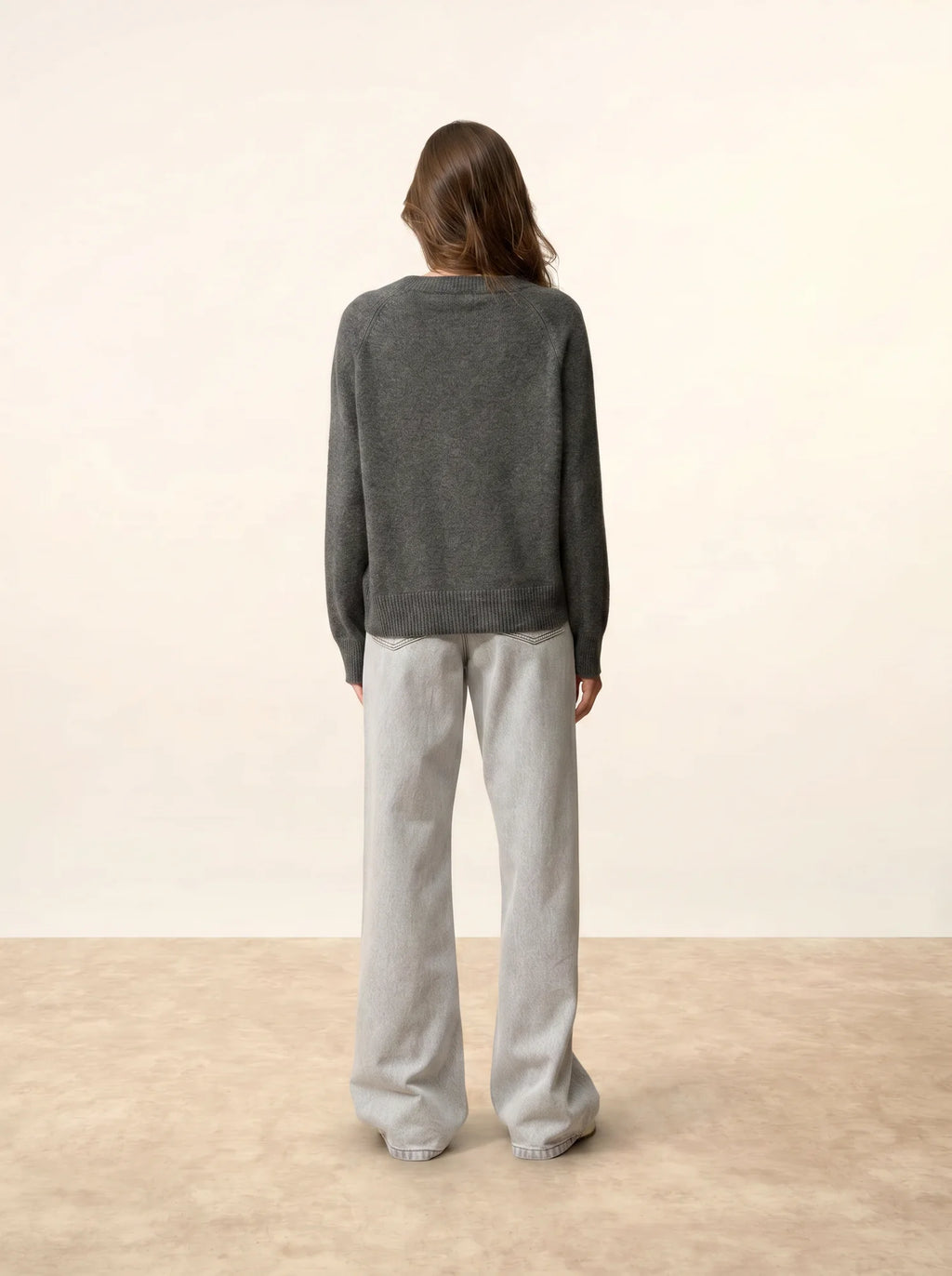 JON Sweater Crew Neck 4 Ply Heather Charcoal