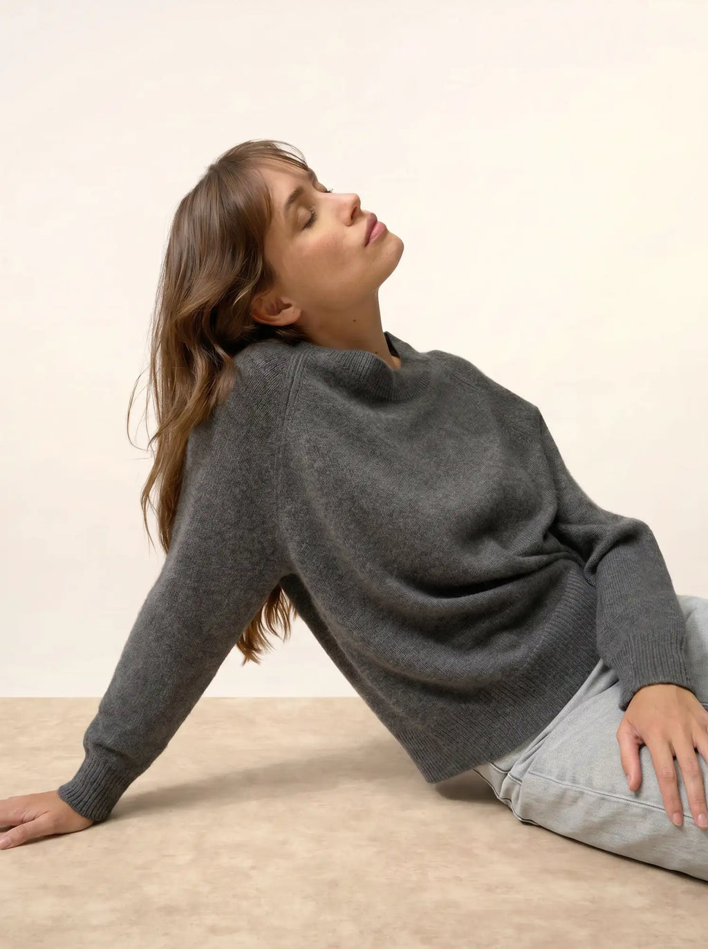 JON Sweater Crew Neck 4 Ply Heather Charcoal