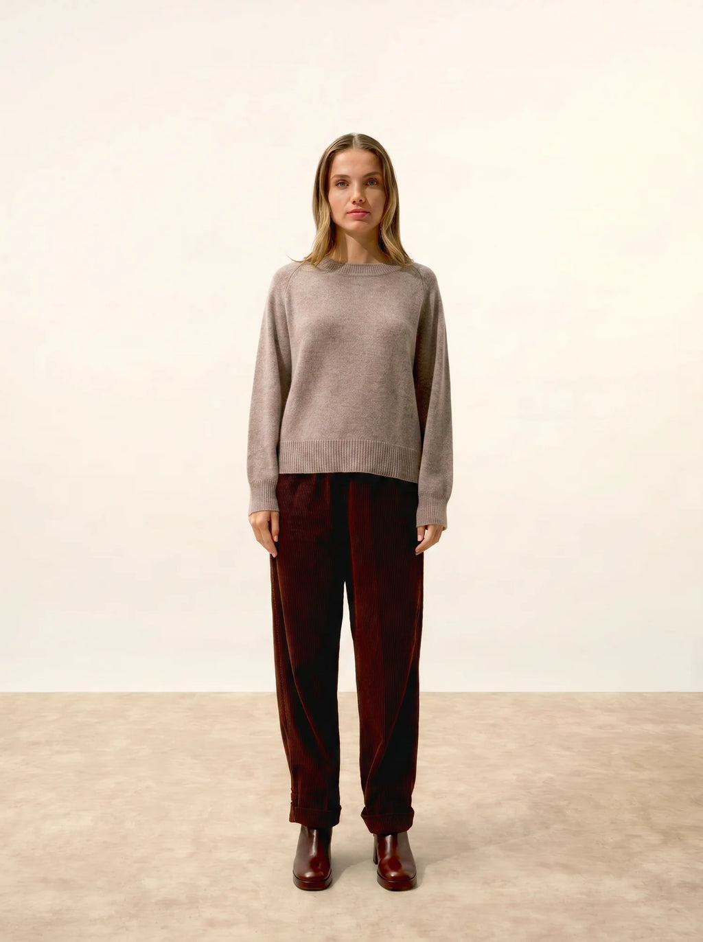 JON Sweater Crew Neck 4 Ply Heather Caribou