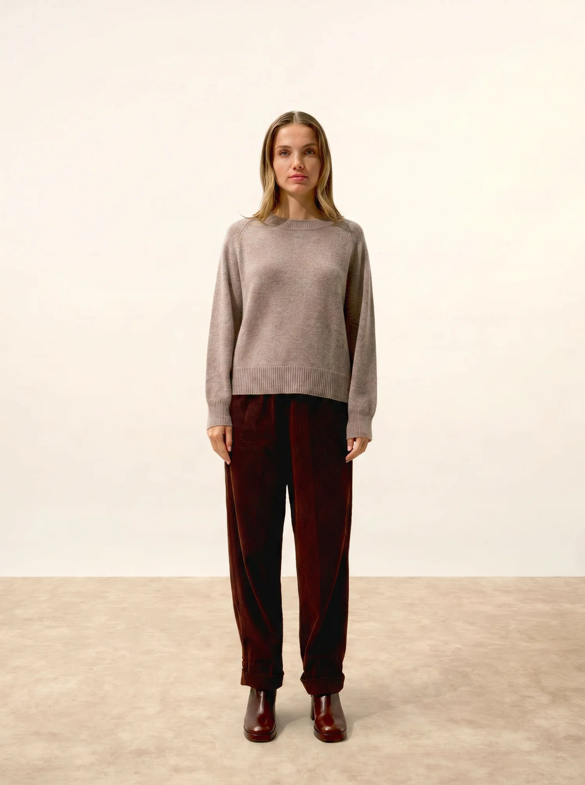 JON Sweater Crew Neck 4 Ply Heather Caribou