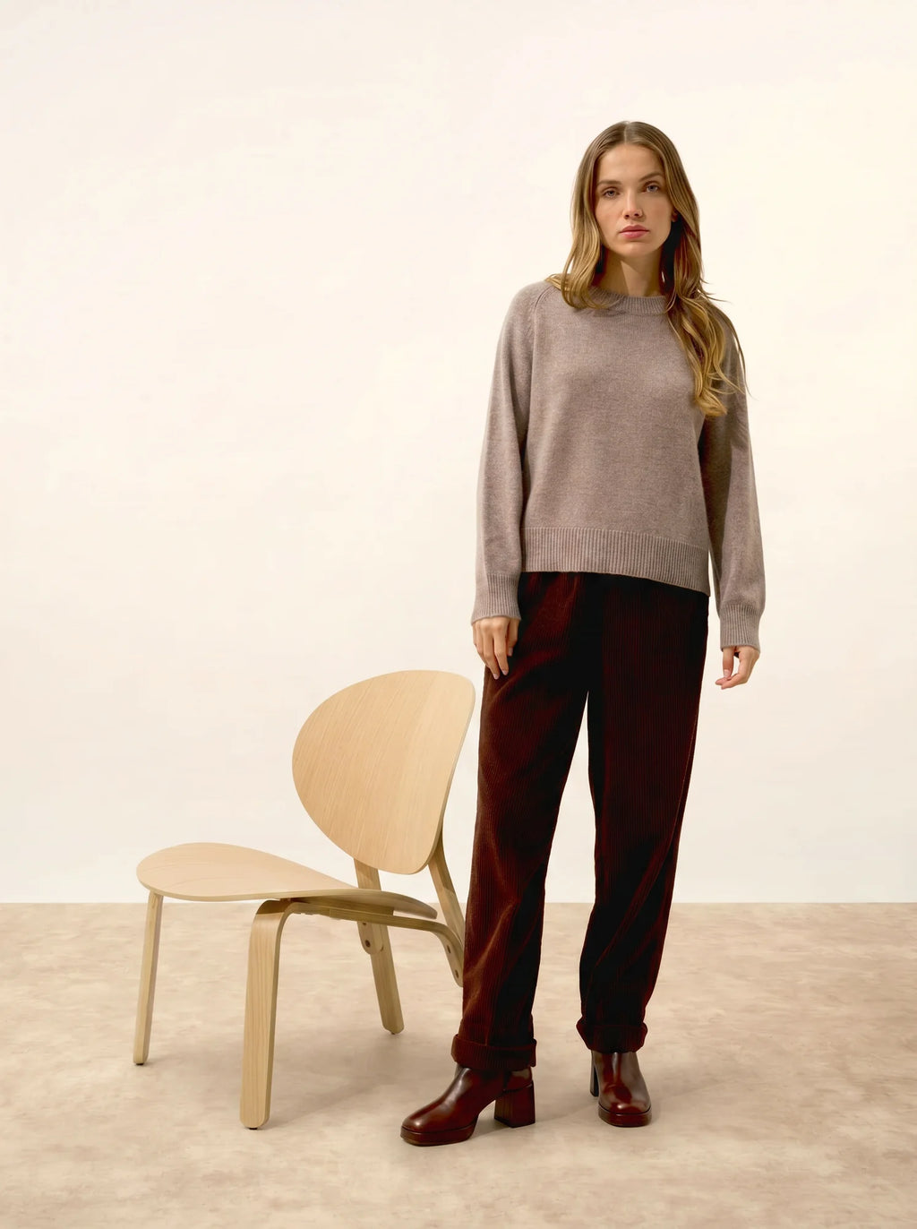 JON Sweater Crew Neck 4 Ply Heather Caribou