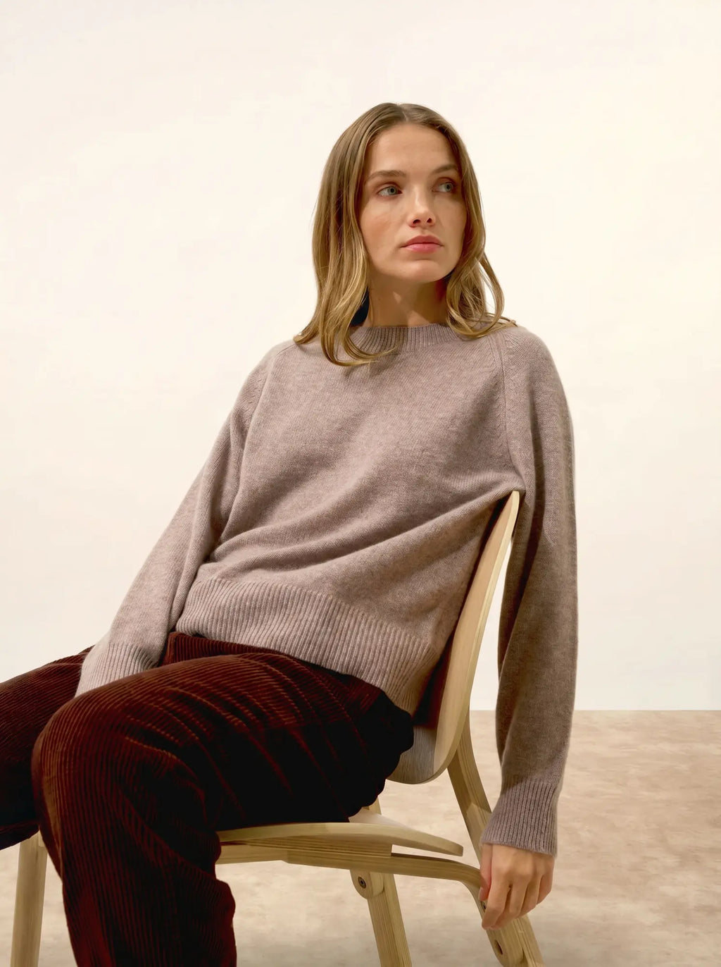 JON Sweater Crew Neck 4 Ply Heather Caribou