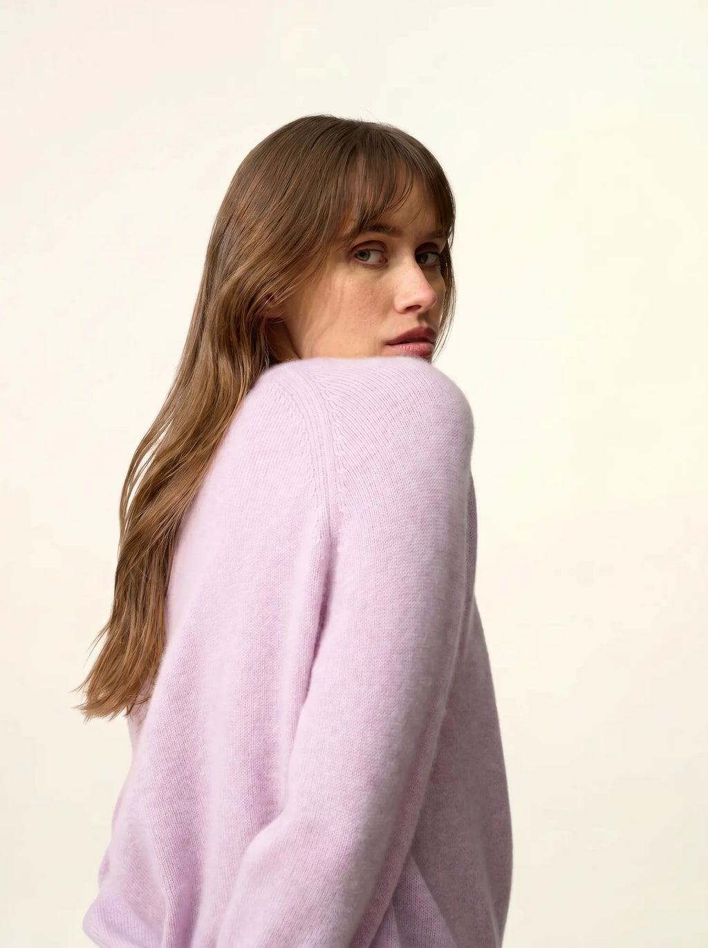 JON Pull Col Rond 4 Fils Mauve Chiné