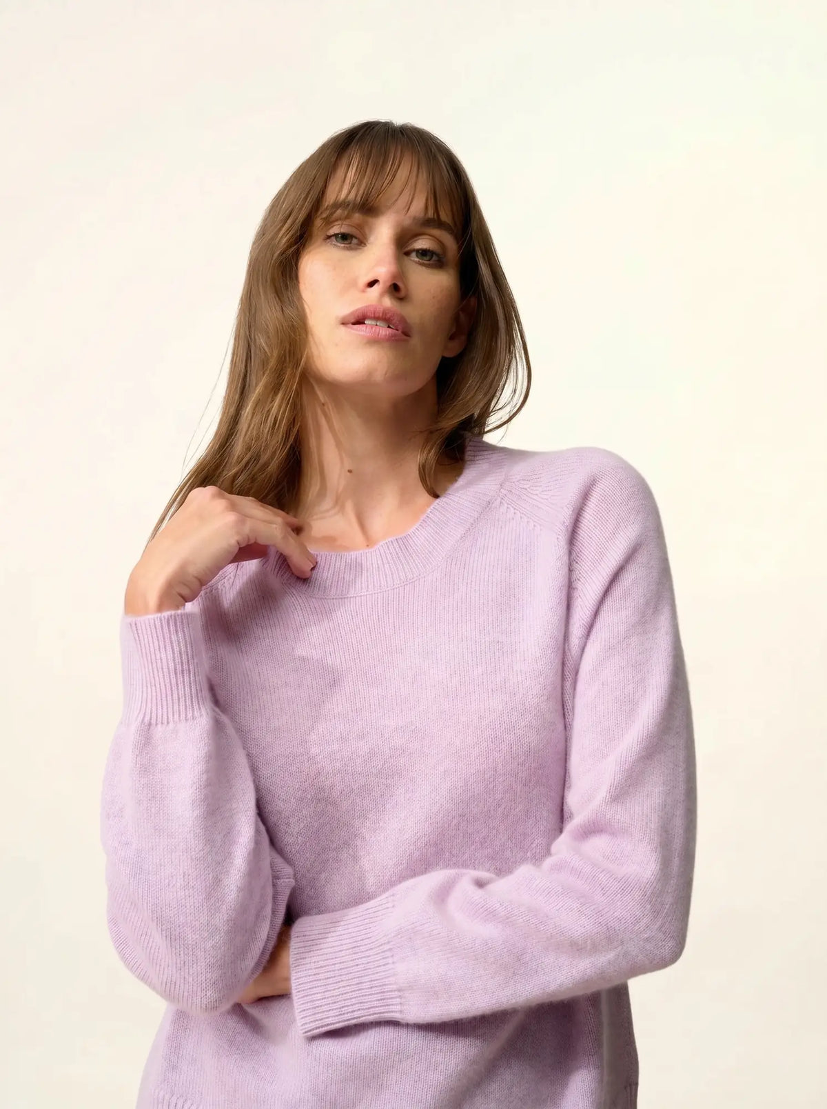 JON Pull Col Rond 4 Fils Mauve Chiné