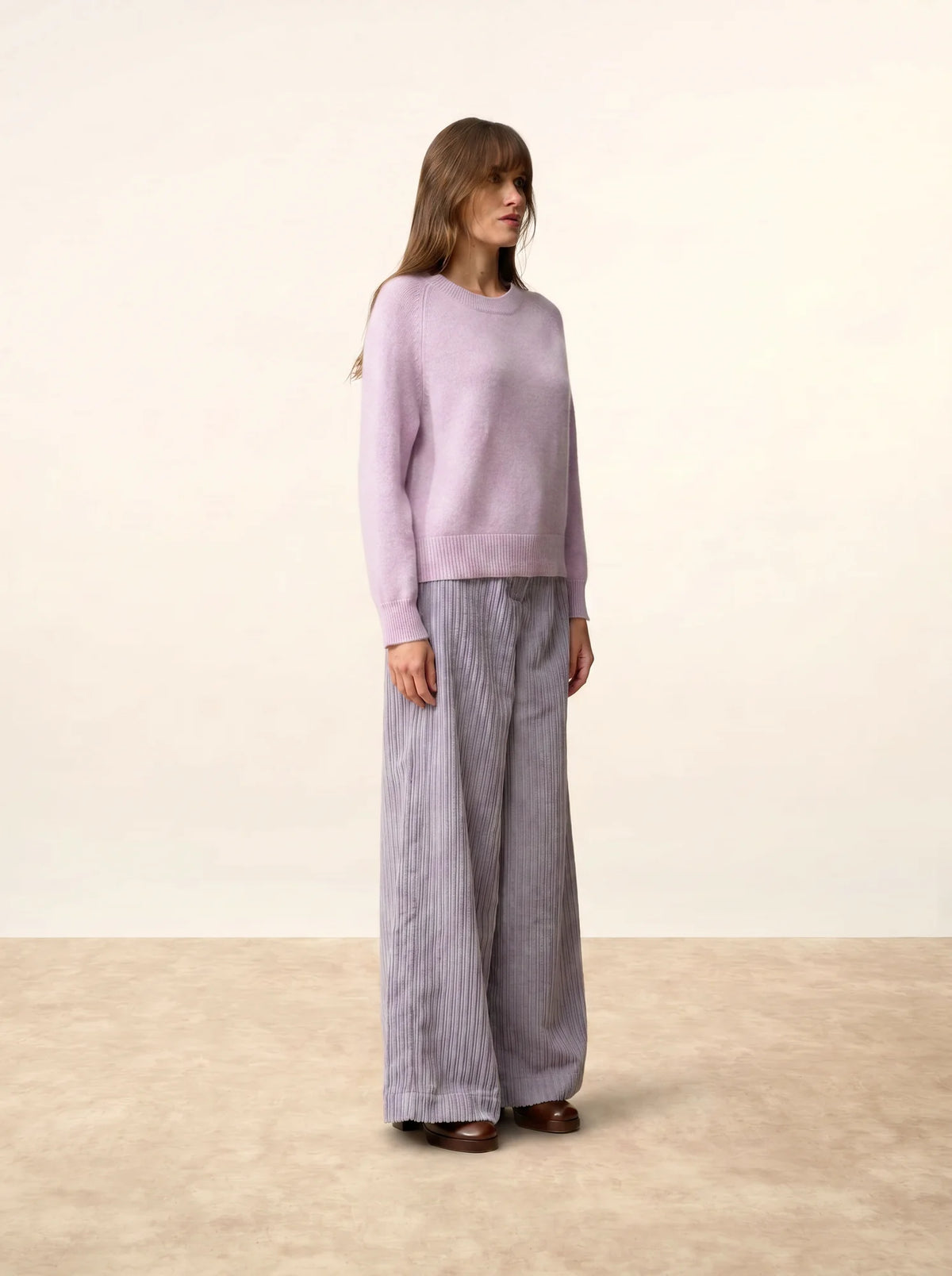 JON Pull Col Rond 4 Fils Mauve Chiné