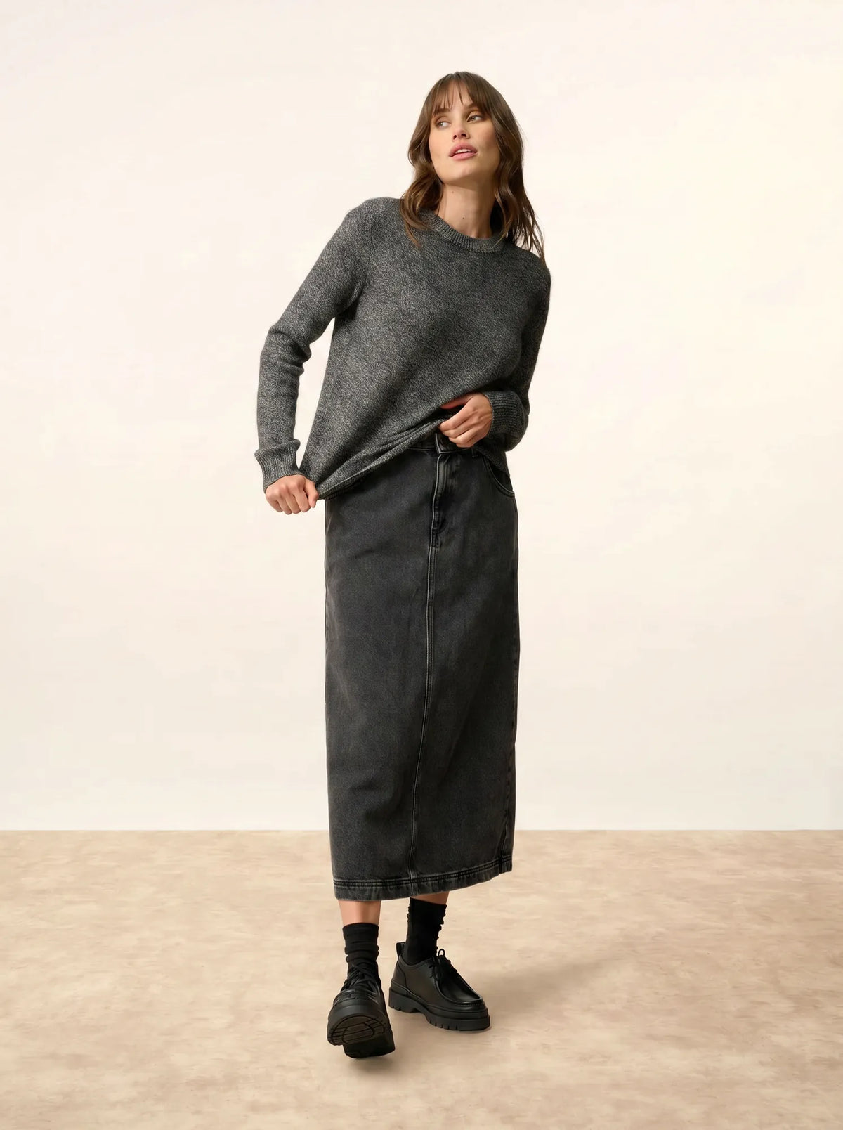 LEXINI Pullover Rundhalsausschnitt 4-fädig Schwarz und Weiß