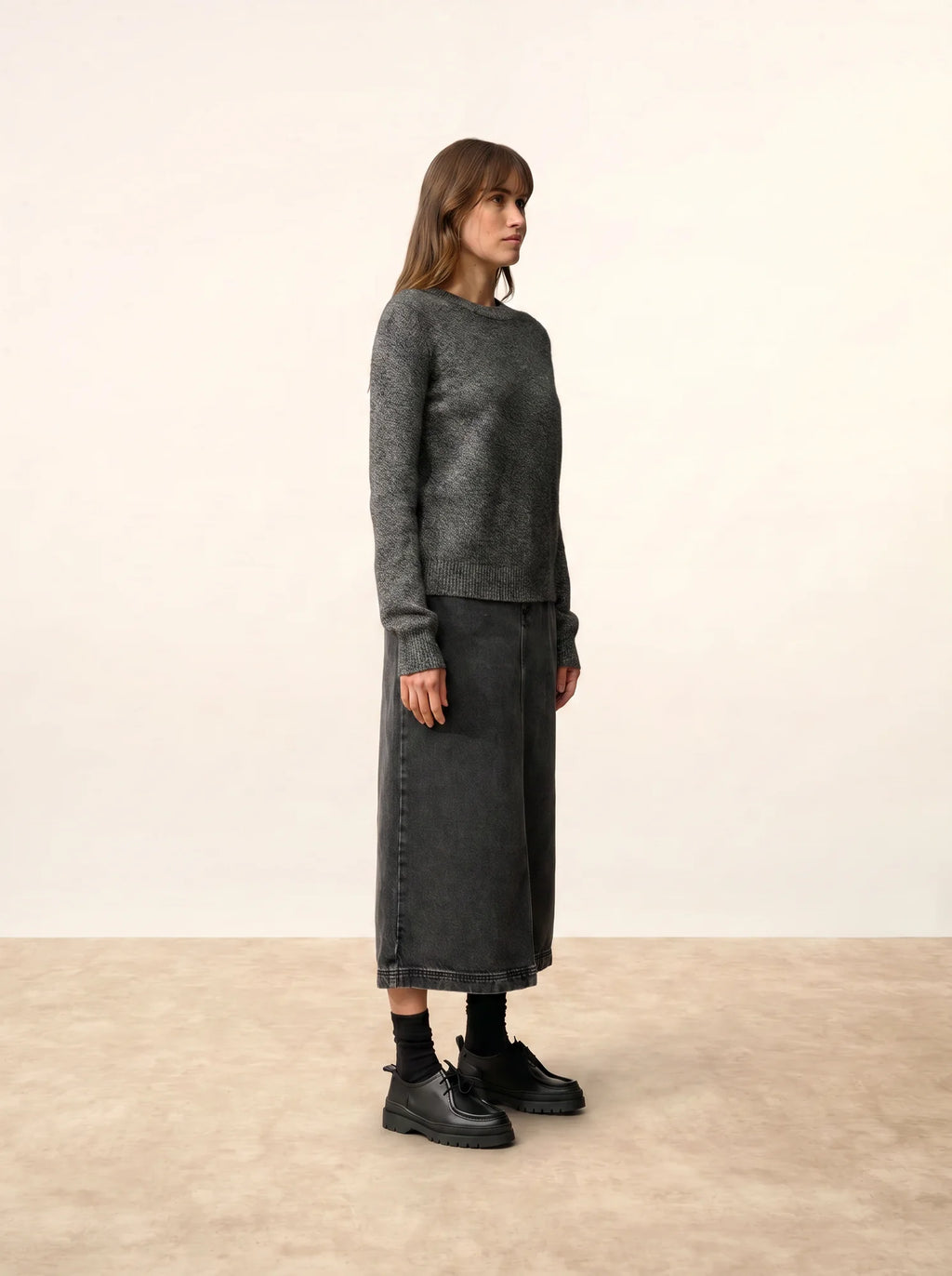 LEXINI Pullover Rundhalsausschnitt 4-fädig Schwarz und Weiß