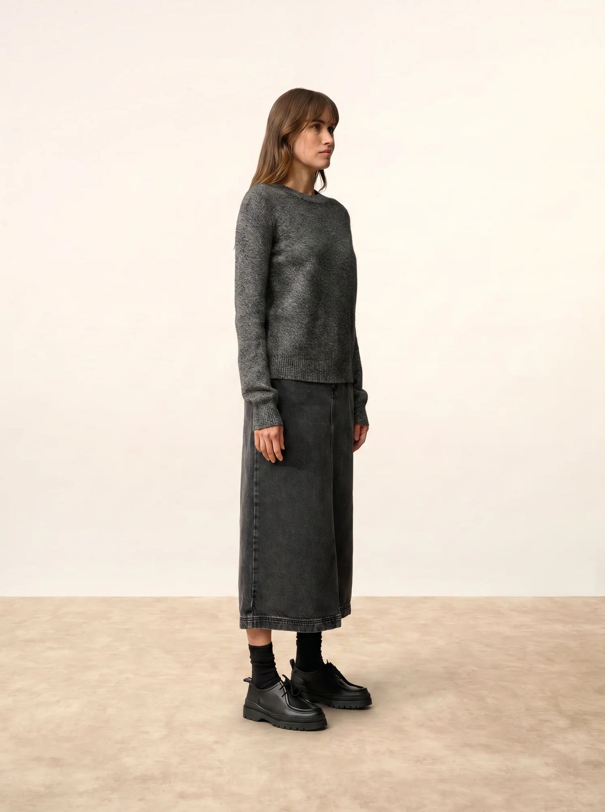 LEXINI Pullover Rundhalsausschnitt 4-fädig Schwarz und Weiß