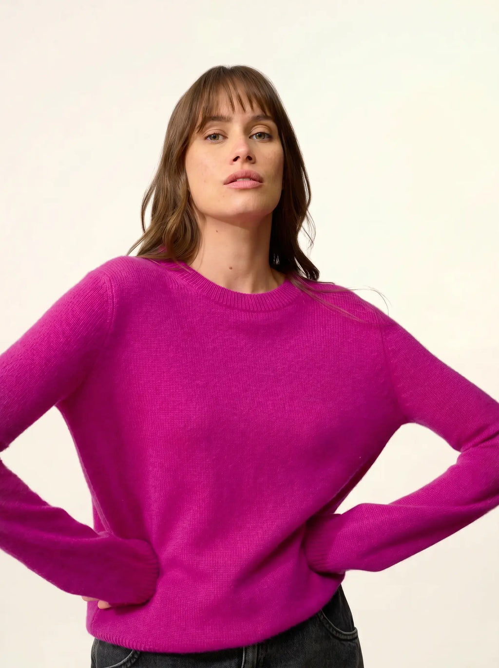 LEXINI Sweater Crew Neck 4 Ply Magenta