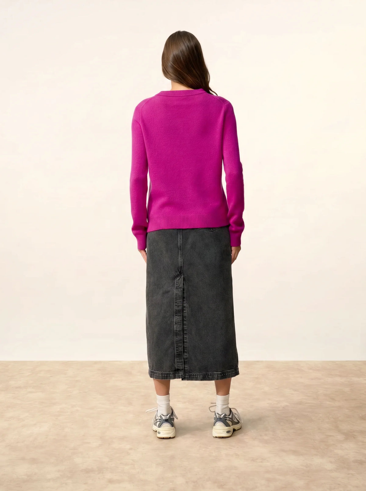 LEXINI Sweater Crew Neck 4 Ply Magenta