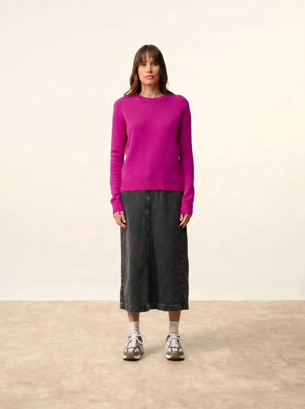 LEXINI Sweater Crew Neck 4 Ply Magenta