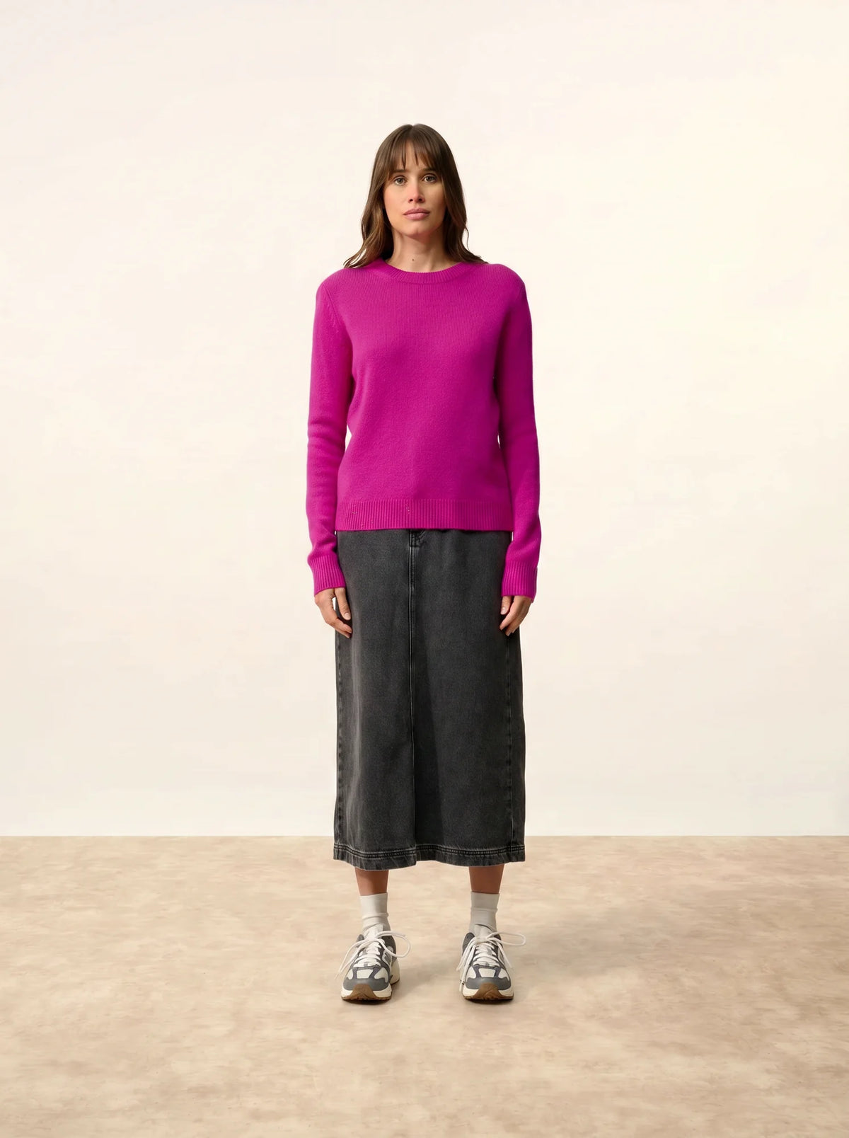 LEXINI Sweater Crew Neck 4 Ply Magenta