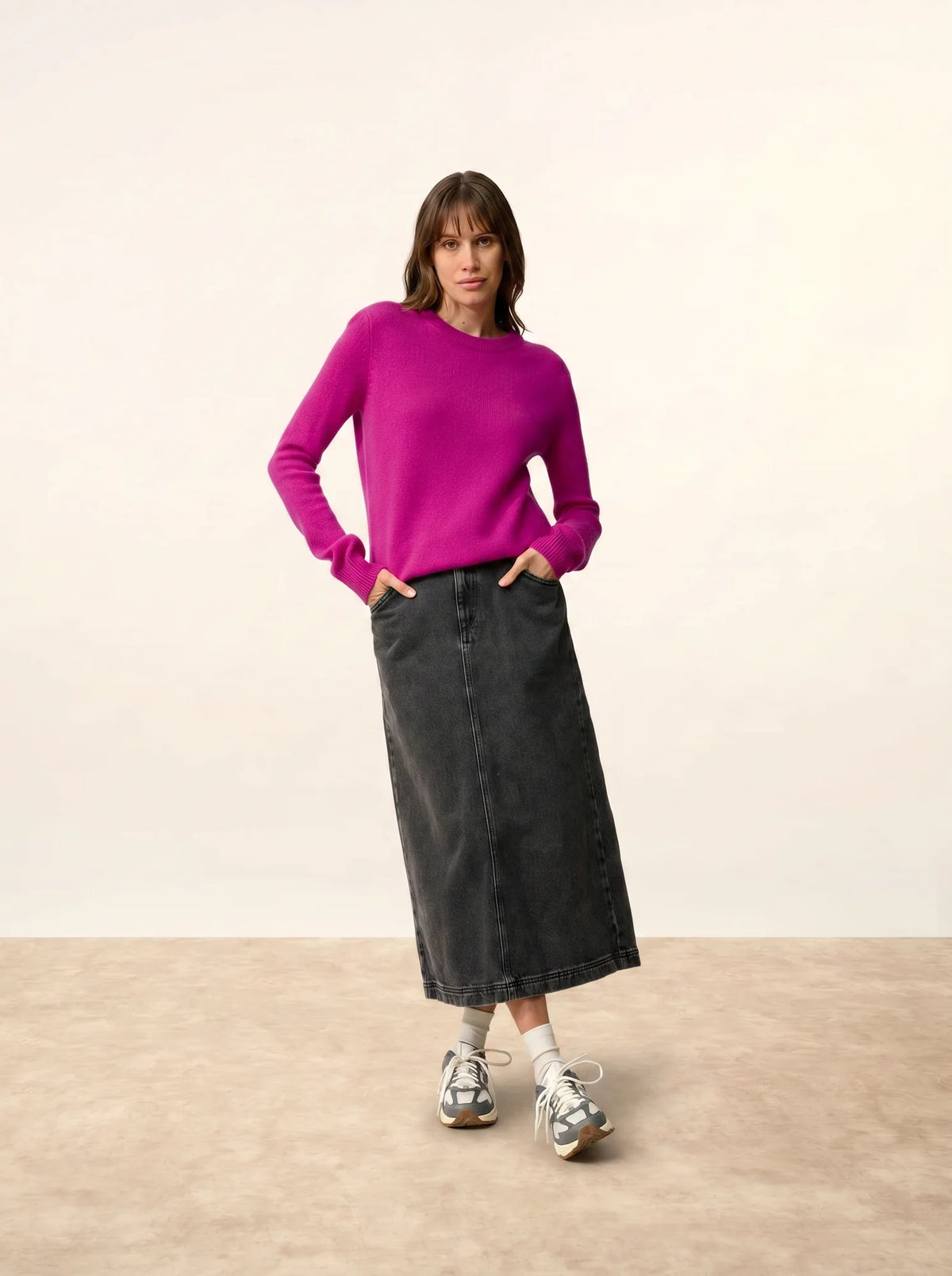 LEXINI Sweater Crew Neck 4 Ply Magenta
