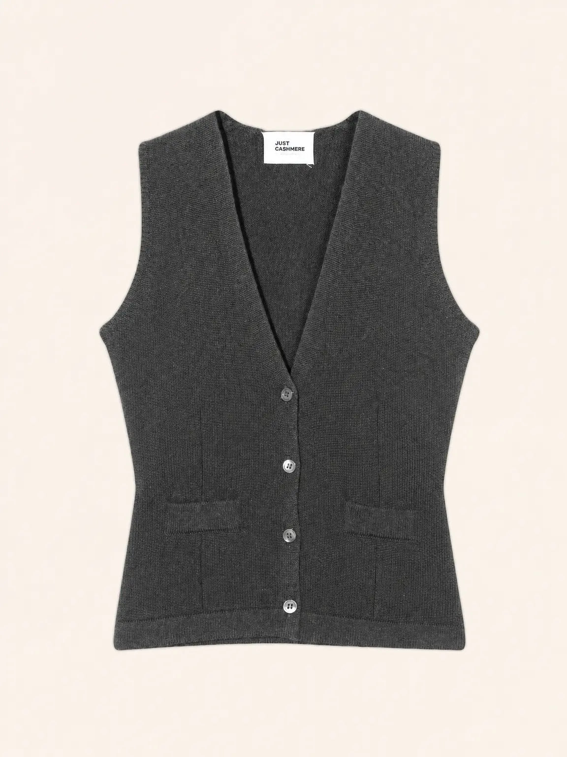 STEFAN Cardigan Col V sans Manches 4 Fils Anthracite Chiné