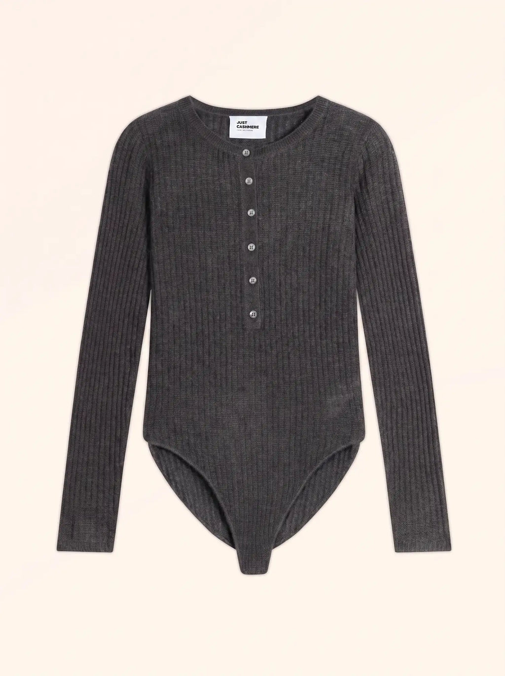 FUNI Bodysuit Buttoned Crew Neck Heather Charcoal