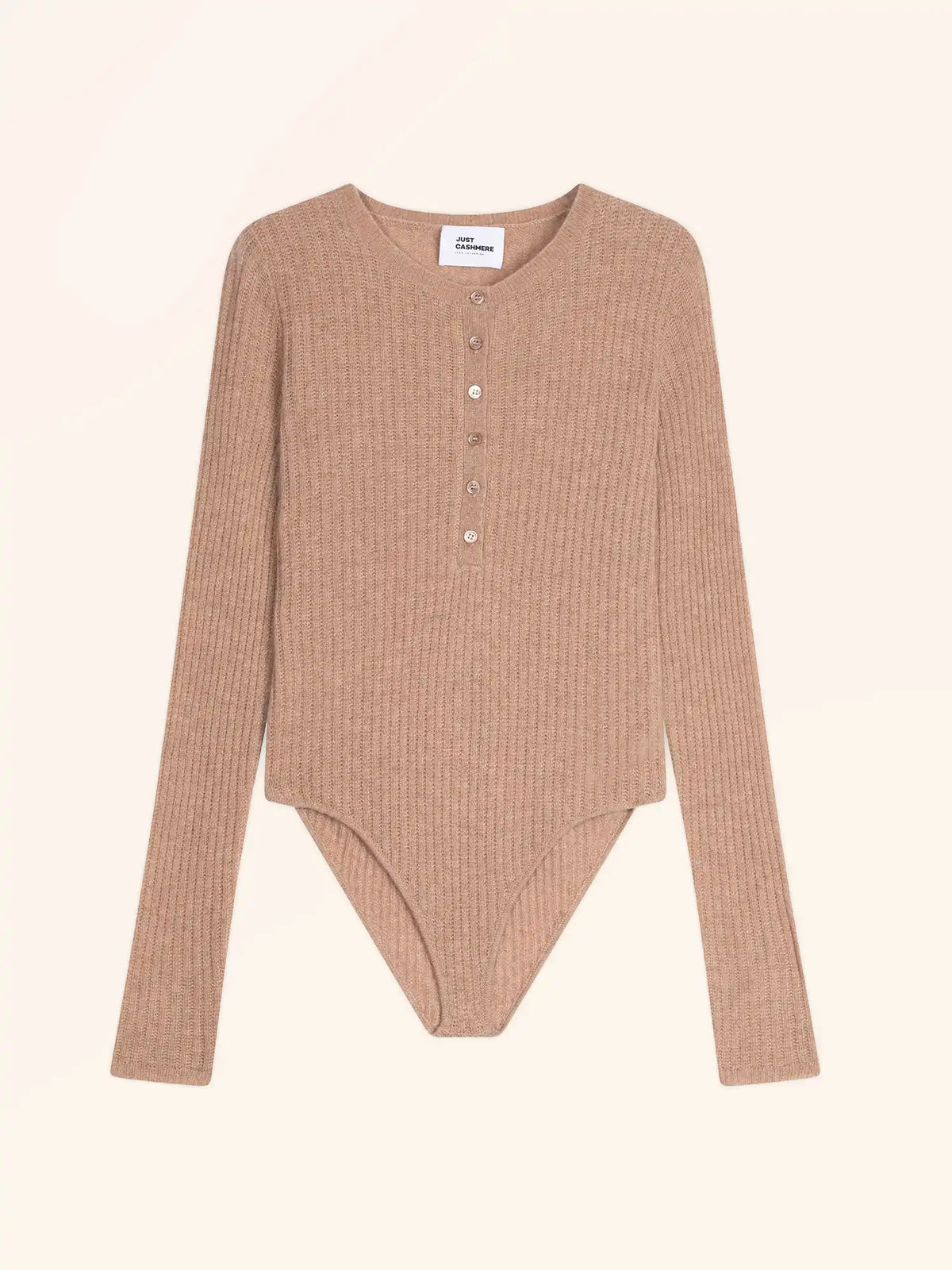 FUNI Body Boutonné Col Rond Camel Chiné