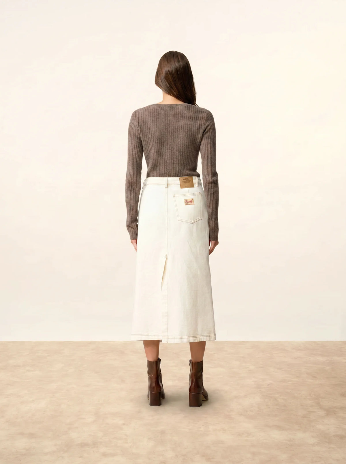 FUNI Body Boutonné Col Rond Taupe Chiné