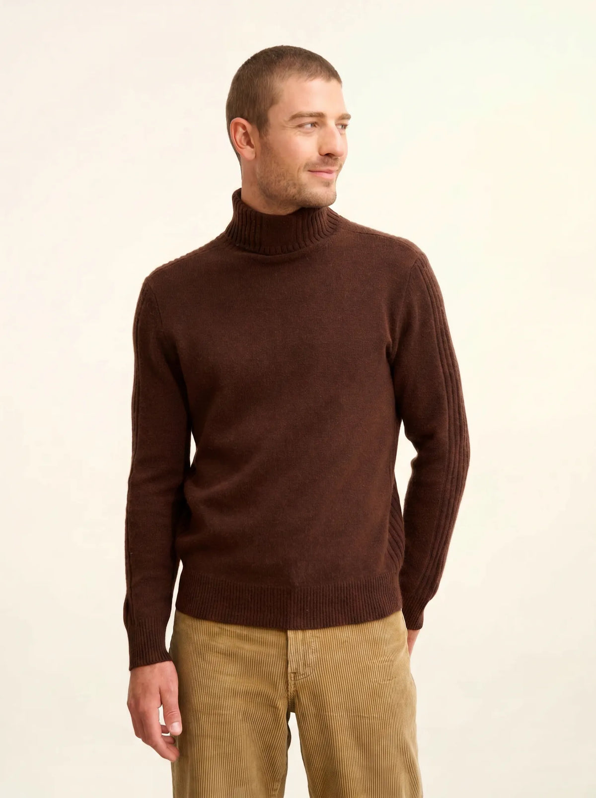 NOI Pull Col Roulé 4 Fils Café