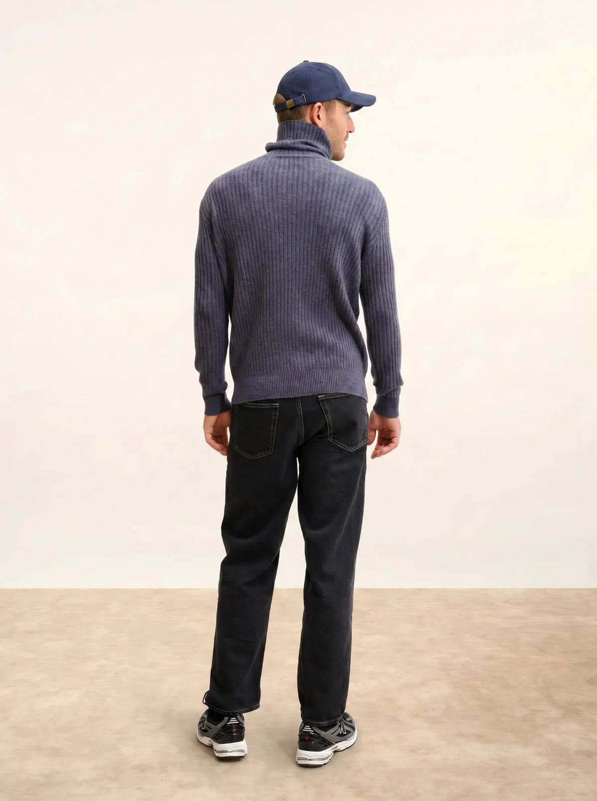 NOI Pull Col Roulé 4 Fils Violet Gris Chiné