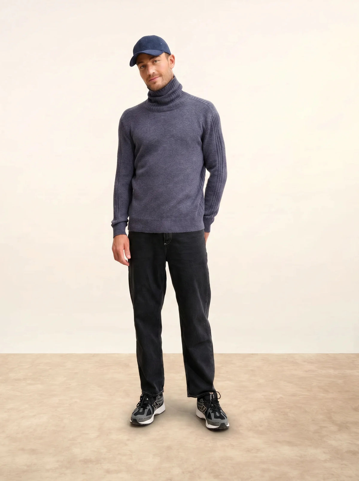 NOI Pull Col Roulé 4 Fils Violet Gris Chiné
