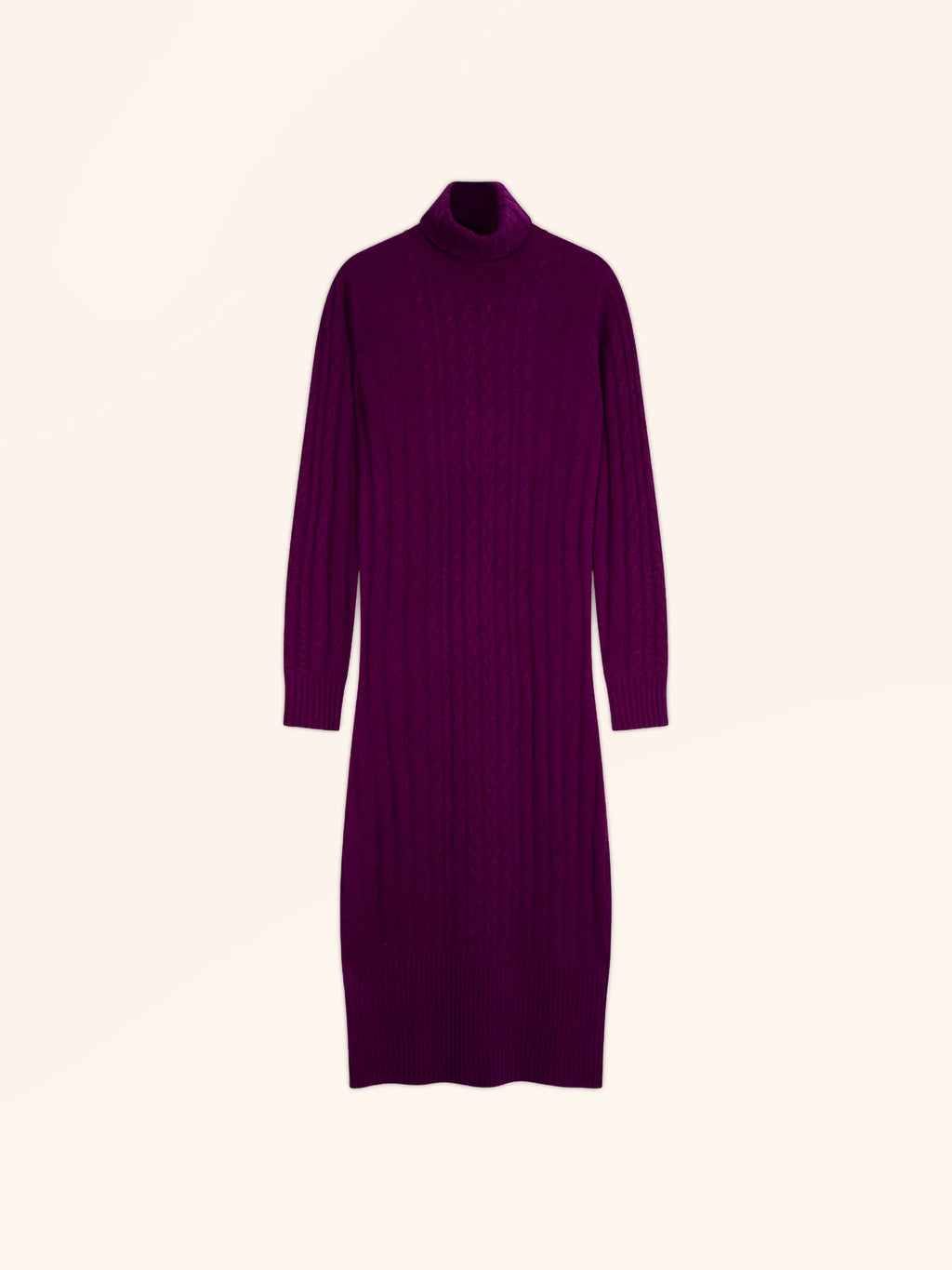 DOLKAR Robe Col Roulé 4 Fils Prune
