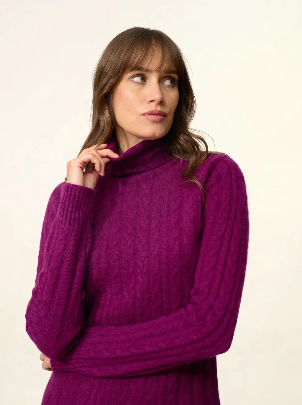 DOLKAR Robe Col Roulé 4 Fils Prune