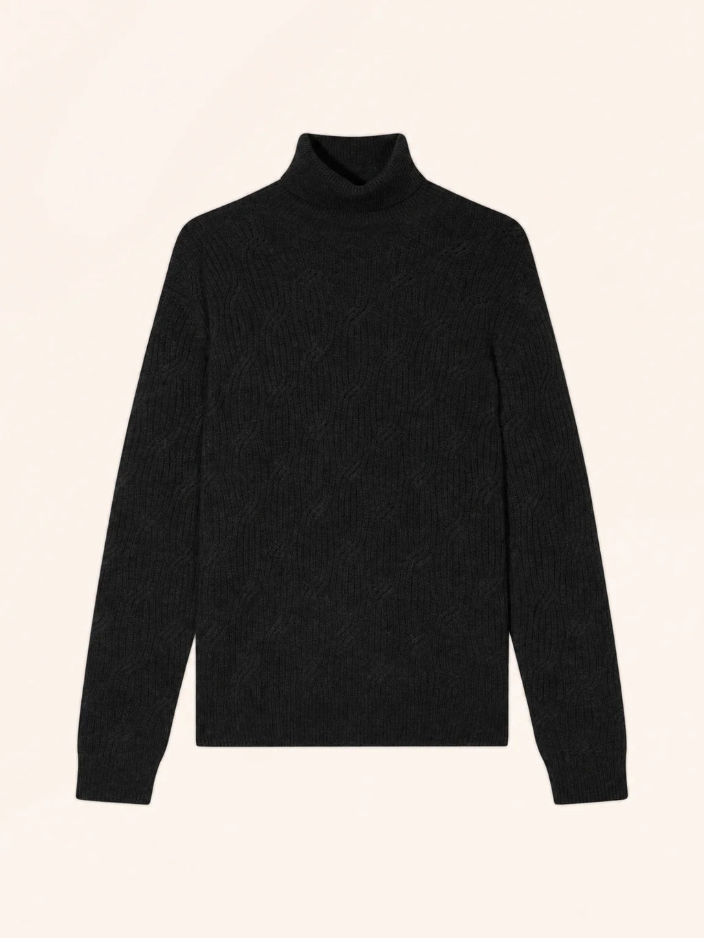 GOBA Pull Col Roulé 4 Fils Noir