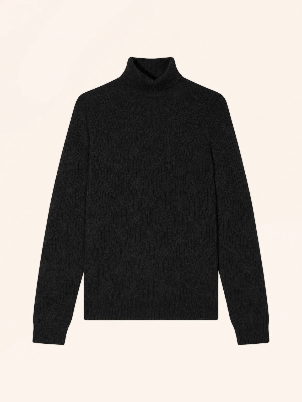 GOBA Pull Col Roulé 4 Fils Noir