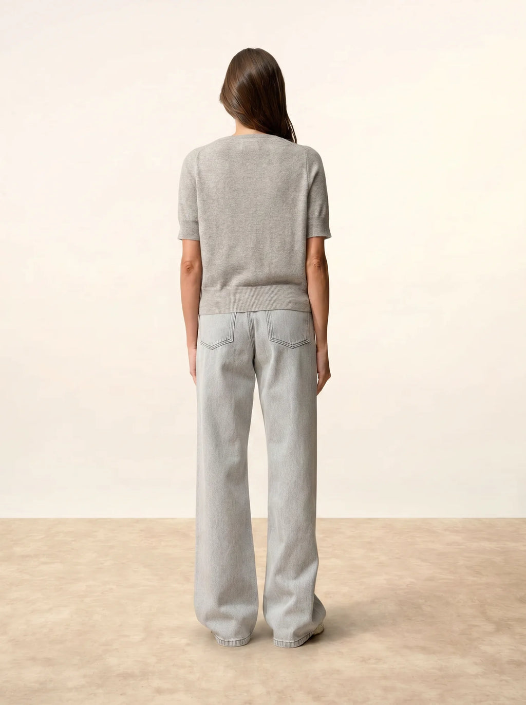 SAMUEL Cardigan Crew Neck Short Sleeve Heather Cloud