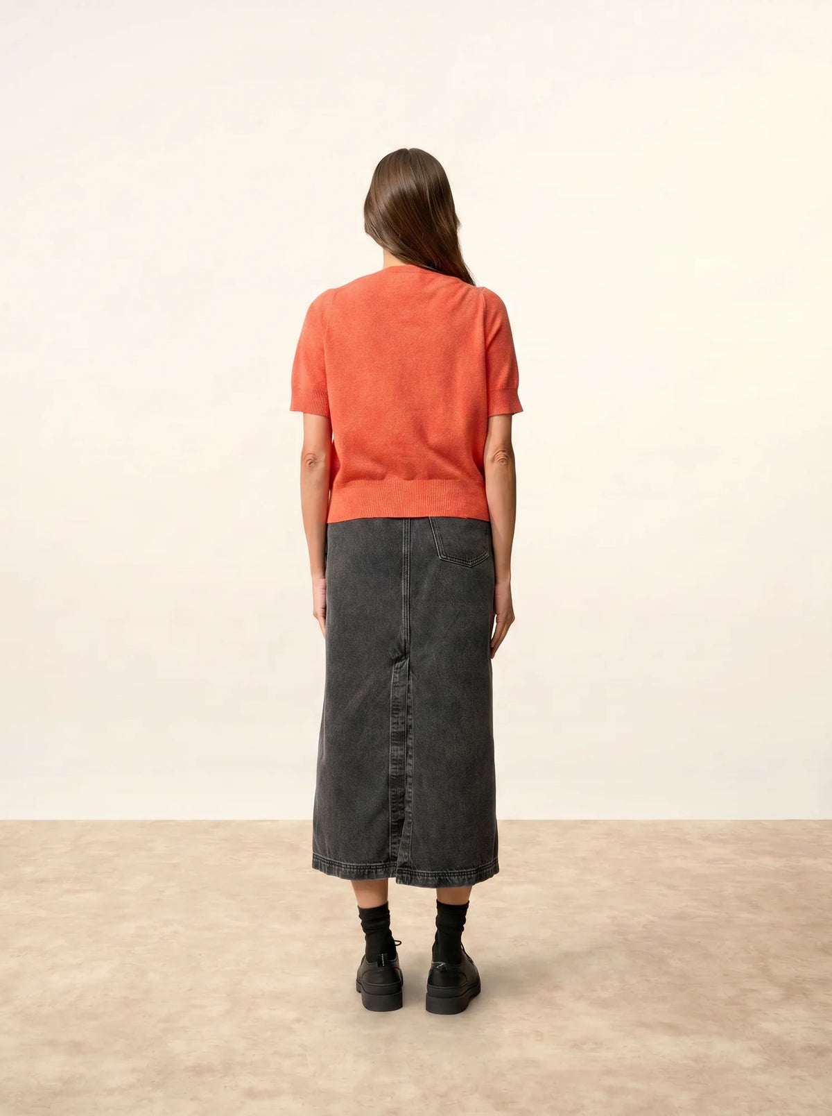 SAMUEL Cardigan Col Rond Manches Courtes Orange Chiné