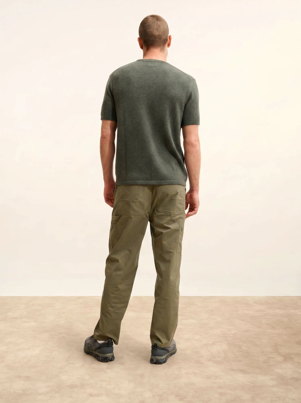 REBEKA T-Shirt Col Rond 4 Fils Kaki Chiné