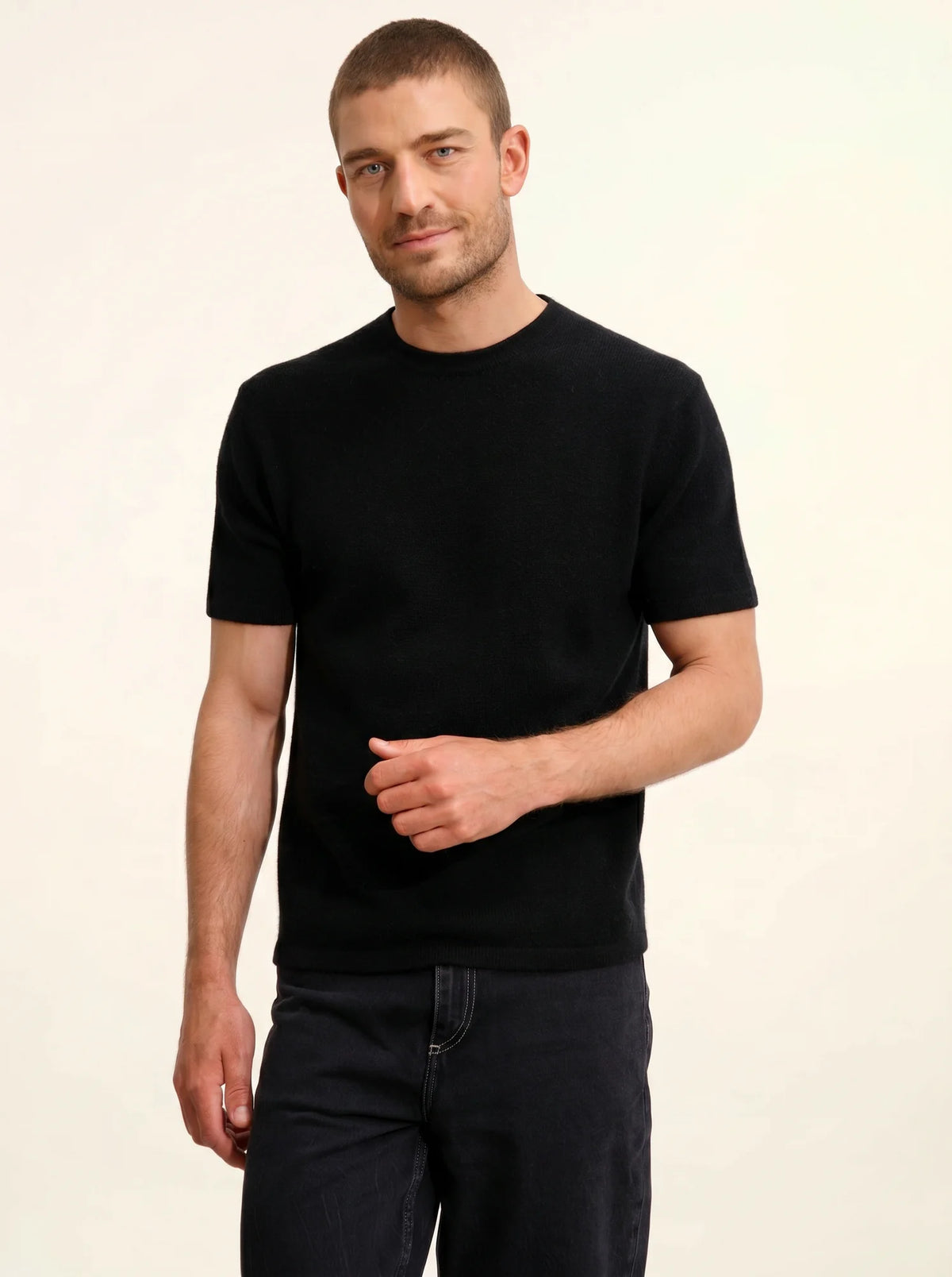 REBEKA T-Shirt Col Rond 4 Fils Noir