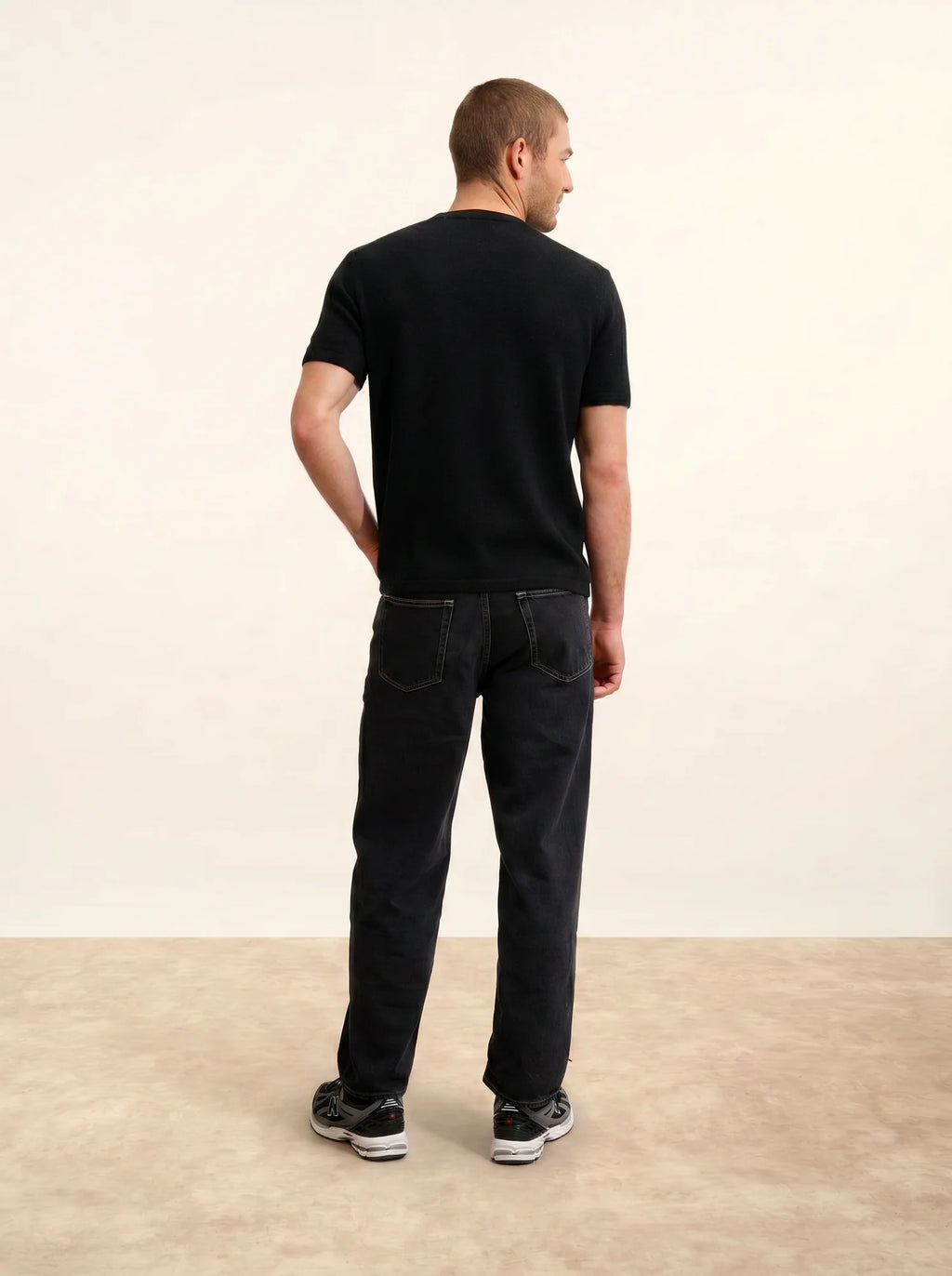 REBEKA T-Shirt Col Rond 4 Fils Noir