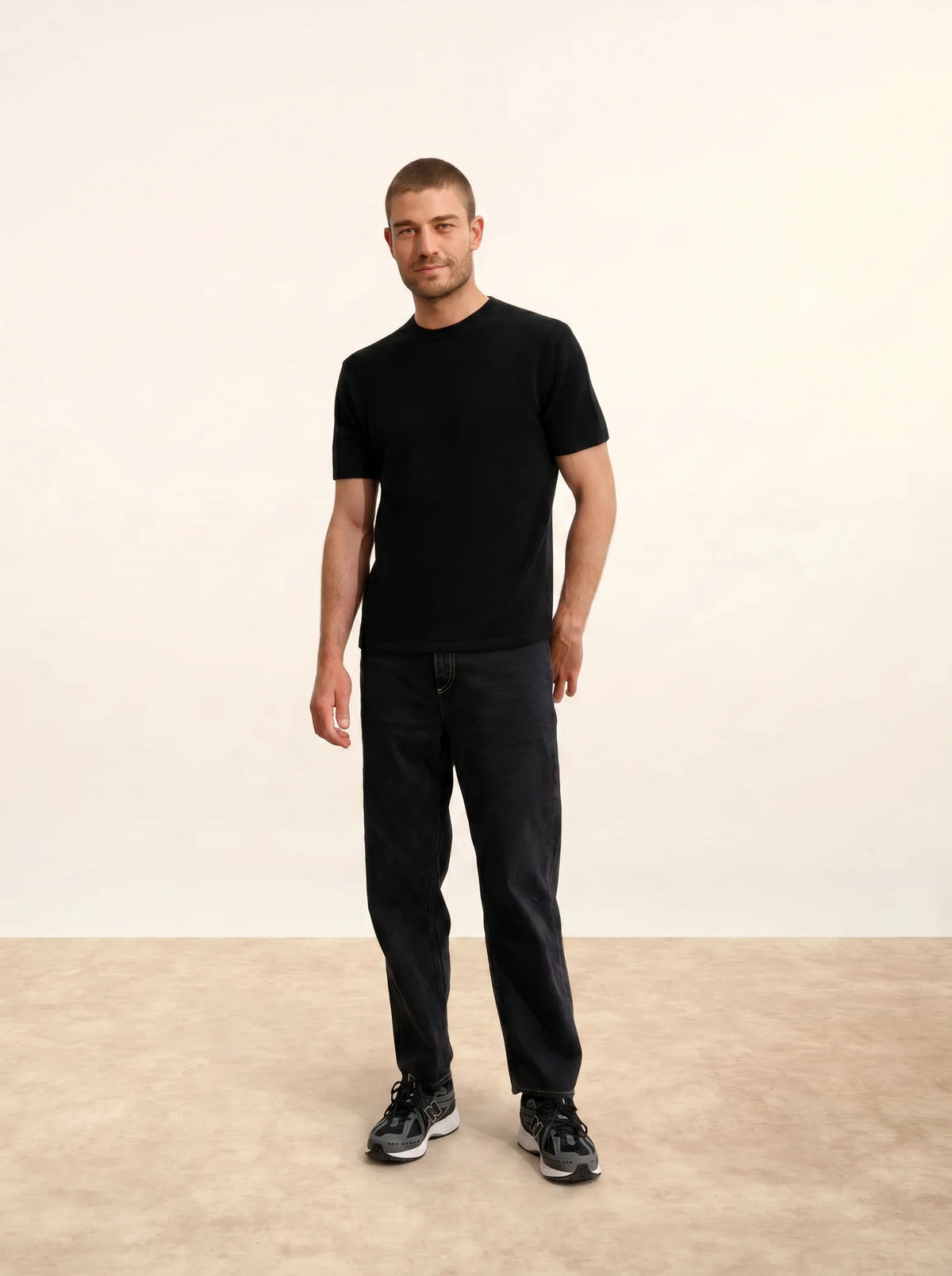 REBEKA T-Shirt Col Rond 4 Fils Noir