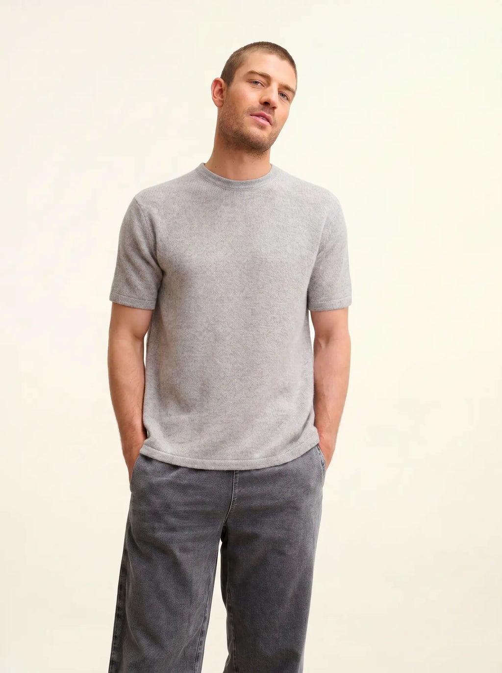 REBEKA T-Shirt Crew Neck 4 Ply Heather Cloud