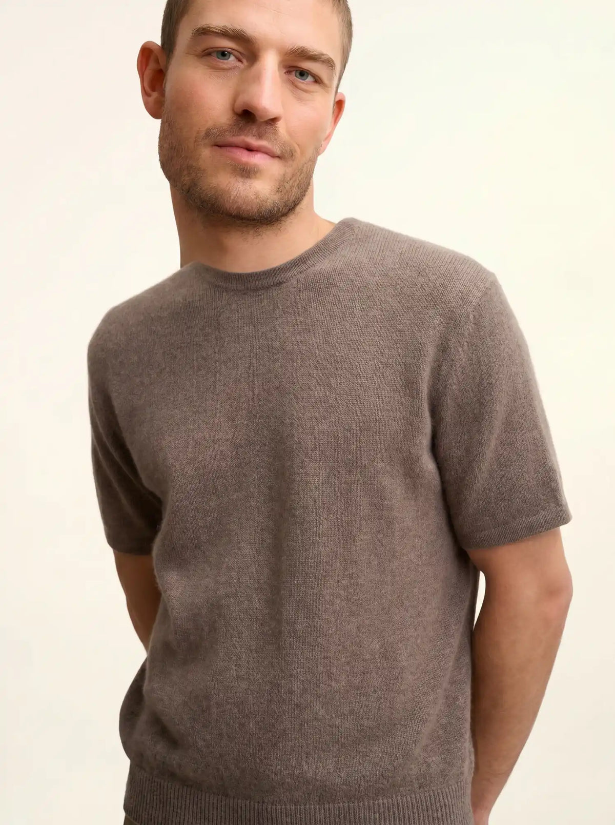 REBEKA T-Shirt Crew Neck 4 Ply Heather Taupe
